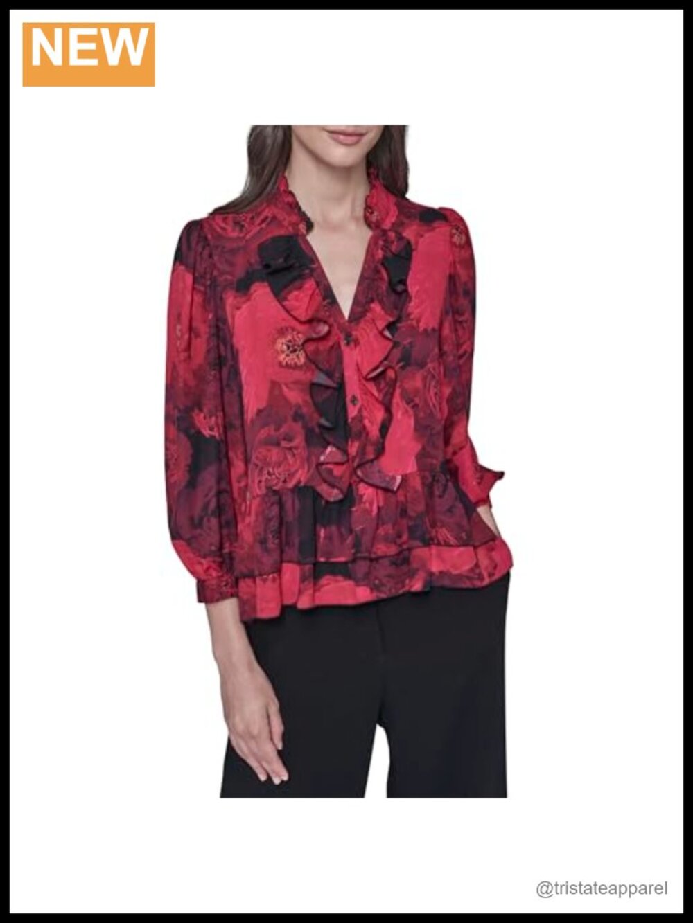 V-Neck Floral Print Long Sleeve Blouse